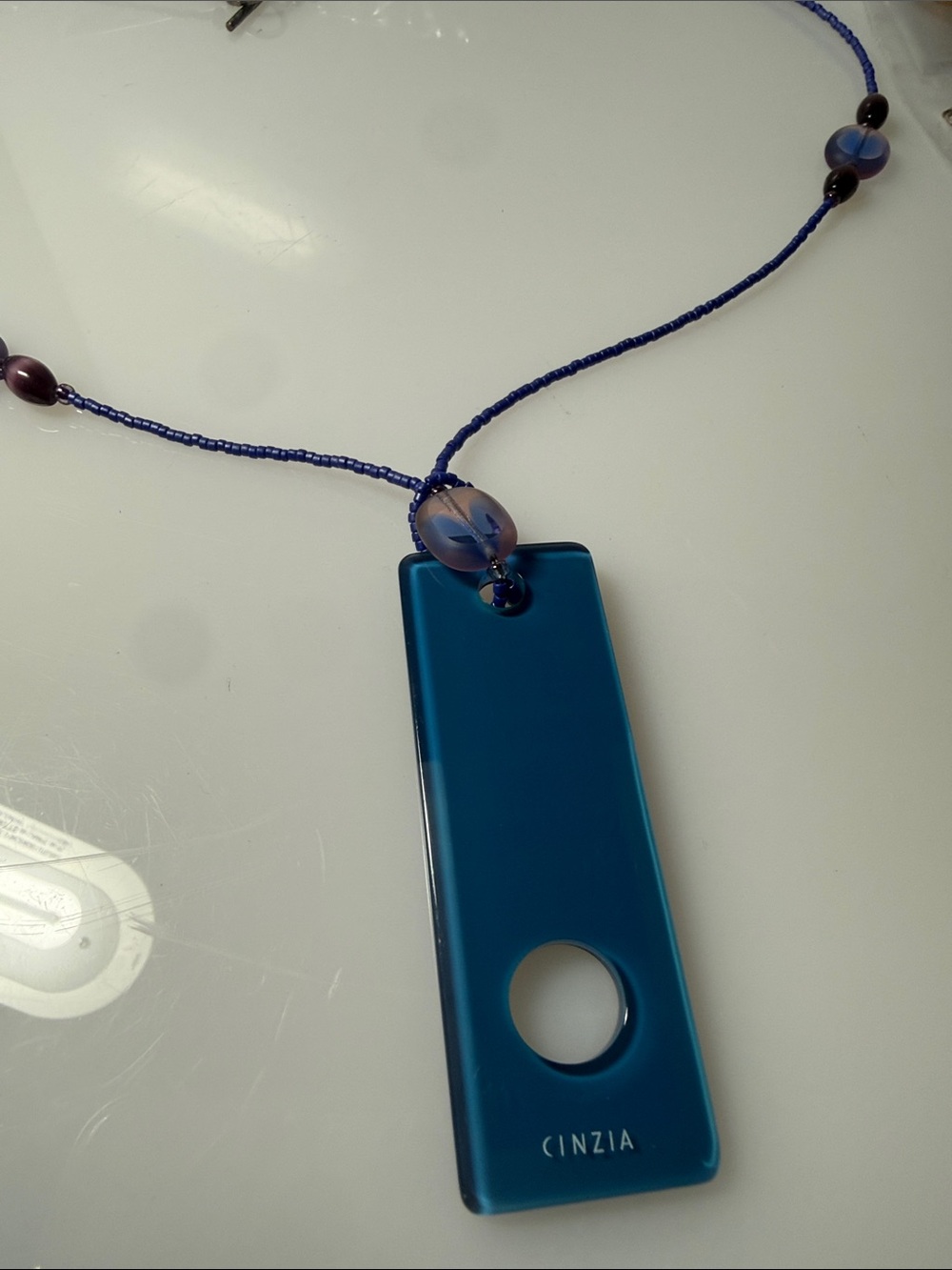 Cinzia Blue Beaded Pendant Necklace with Accent Glass Beads
